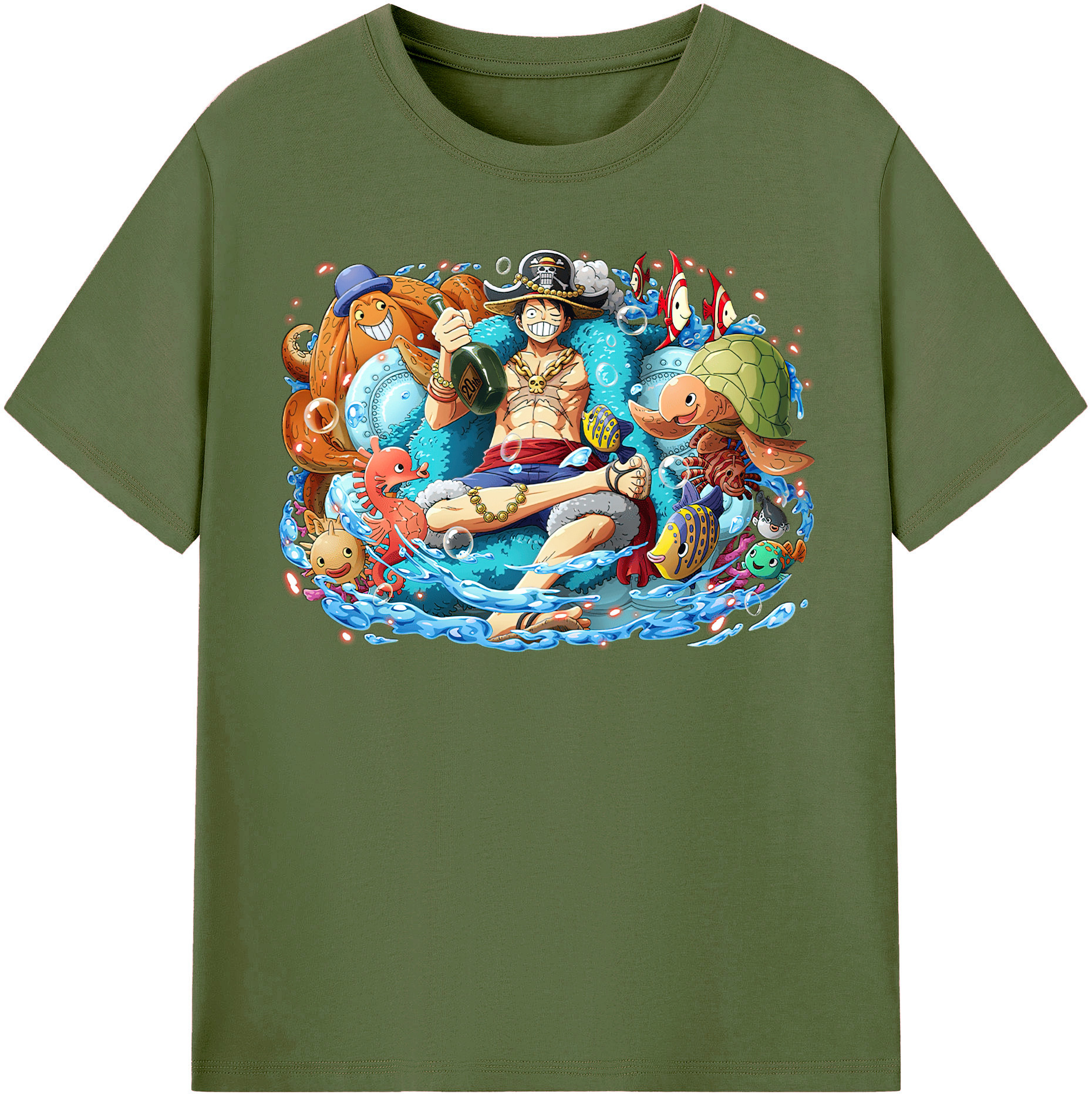 ワンピース モンキー・D・ルフィ ONE PIECE Monkey D. Luffy 綿100％半袖Tシャツ（フロントプリント）